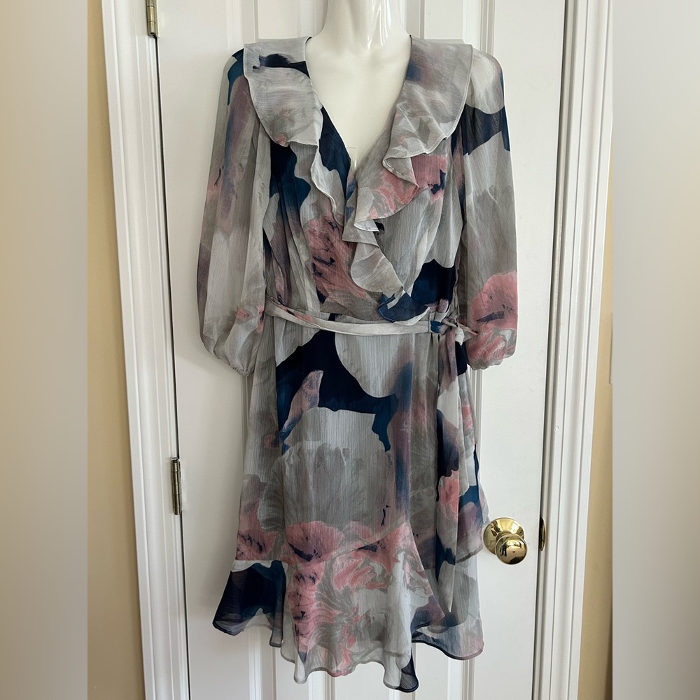 Elegant Floral faux Wrap Dress